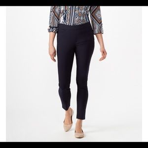 Slip on stretch black crop work pants